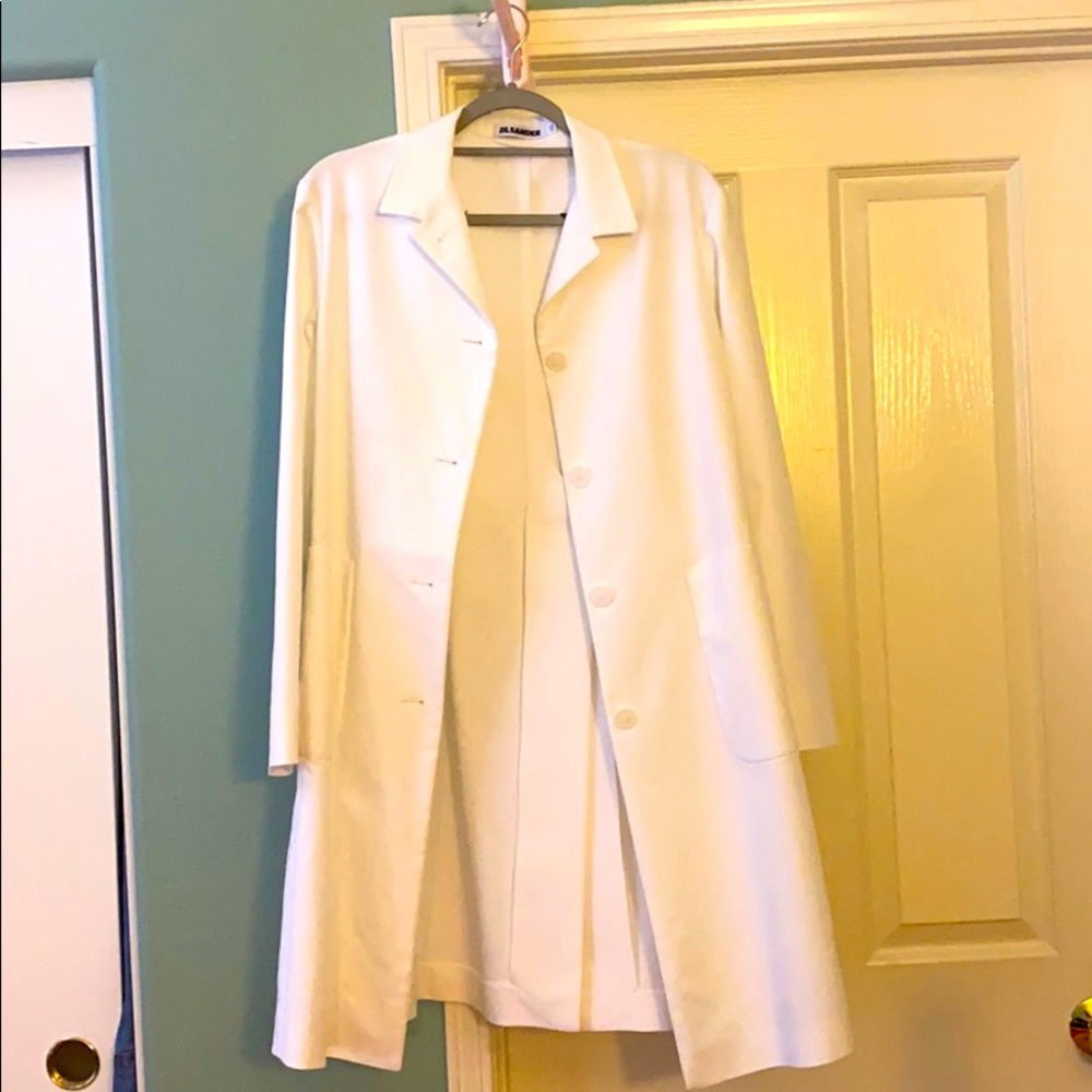 White jil sander trench coat